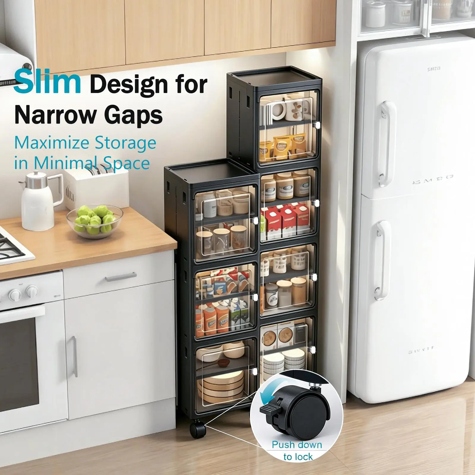5-Tier Black Slim Narrow Rolli - Kitchen Gadgets Organizer ulasan dan harga